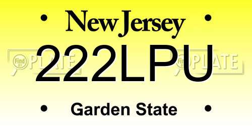 222LPU New Jersey License Plate