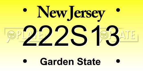 222S13 New Jersey License Plate