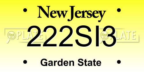 222SI3 New Jersey License Plate