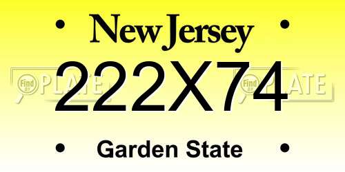 222X74 New Jersey License Plate