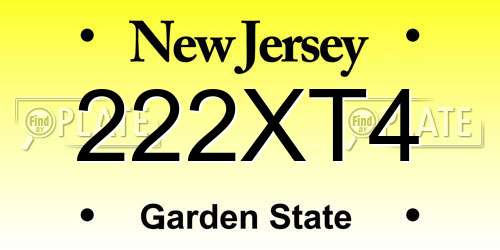 222XT4 New Jersey License Plate