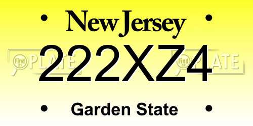 222XZ4 New Jersey License Plate