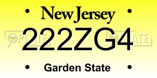 222ZG4 New Jersey License Plate
