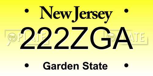 222ZGA New Jersey License Plate