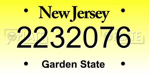 2232076 New Jersey License Plate