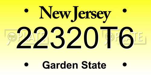 22320T6 New Jersey License Plate