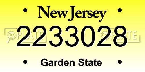 2233028 New Jersey License Plate