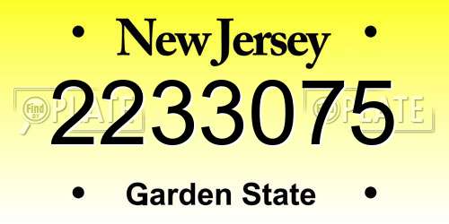 2233075 New Jersey License Plate