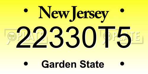 22330T5 New Jersey License Plate