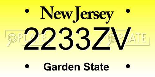 2233ZV New Jersey License Plate