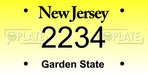 2234 New Jersey License Plate