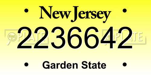 2236642 New Jersey License Plate
