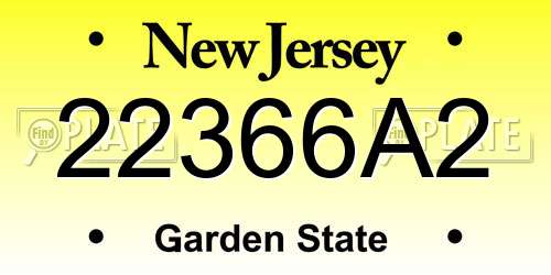 22366A2 New Jersey License Plate