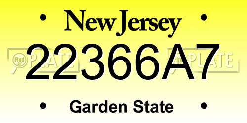 22366A7 New Jersey License Plate