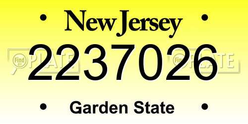 2237026 New Jersey License Plate