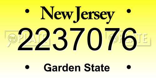 2237076 New Jersey License Plate