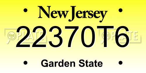 22370T6 New Jersey License Plate