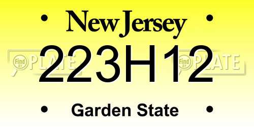 223H12 New Jersey License Plate