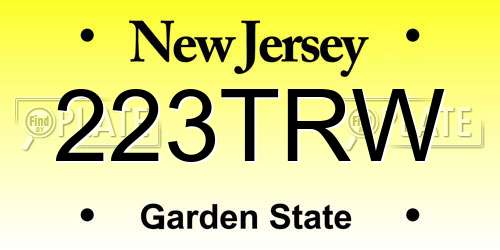 223TRW New Jersey License Plate