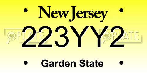 223YY2 New Jersey License Plate