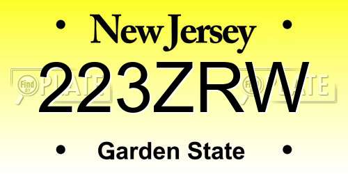 223ZRW New Jersey License Plate