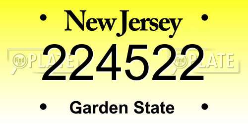 224522 New Jersey License Plate