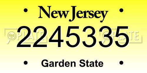 2245335 New Jersey License Plate