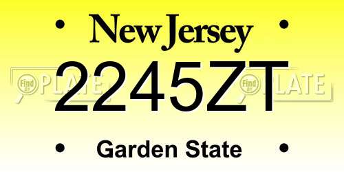 2245ZT New Jersey License Plate