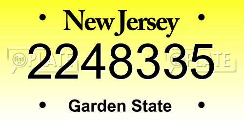 2248335 New Jersey License Plate