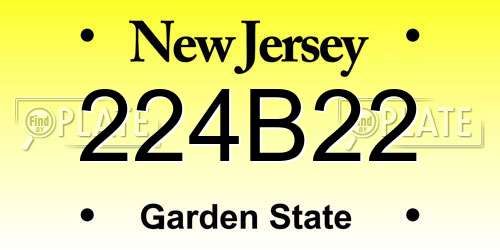 224B22 New Jersey License Plate