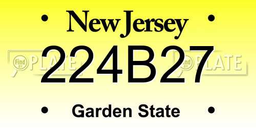 224B27 New Jersey License Plate