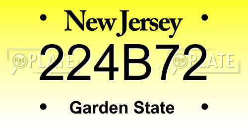 224B72 New Jersey License Plate