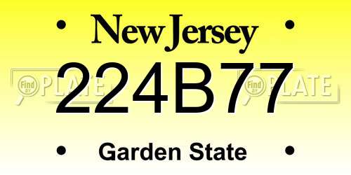 224B77 New Jersey License Plate