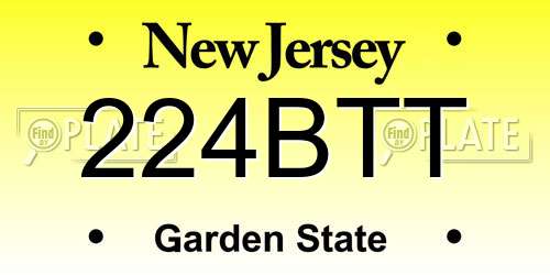 224BTT New Jersey License Plate
