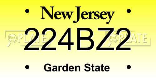 224BZ2 New Jersey License Plate