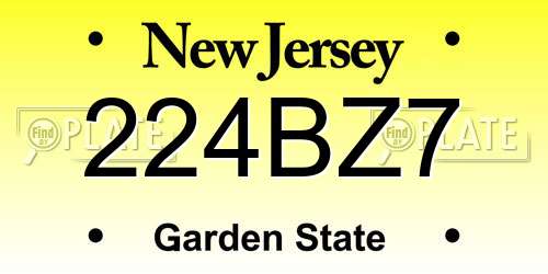 224BZ7 New Jersey License Plate