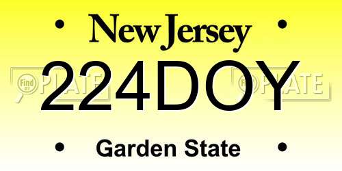 224DOY New Jersey License Plate