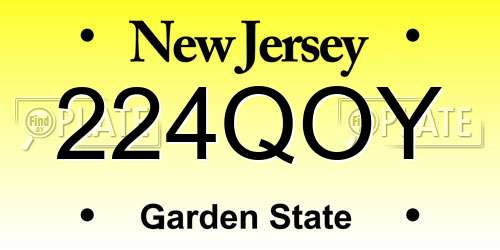 224QOY New Jersey License Plate