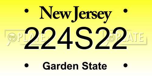 224S22 New Jersey License Plate