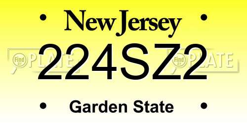 224SZ2 New Jersey License Plate