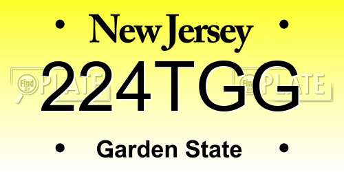 224TGG New Jersey License Plate