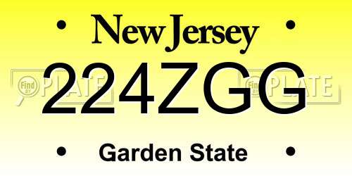 224ZGG New Jersey License Plate