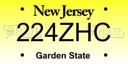 224ZHC New Jersey License Plate