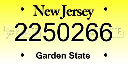 2250266 New Jersey License Plate