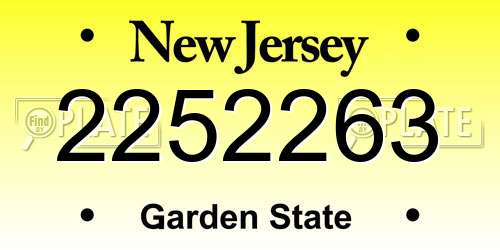 2252263 New Jersey License Plate