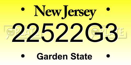 22522G3 New Jersey License Plate