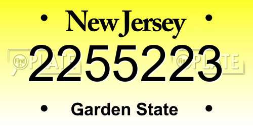 2255223 New Jersey License Plate