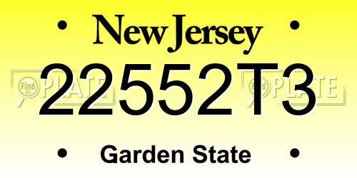 22552T3 New Jersey License Plate