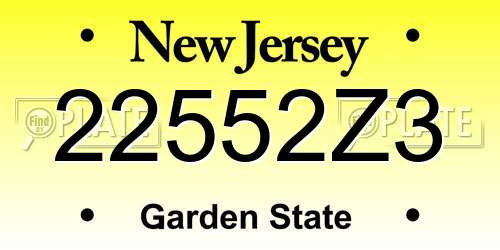 22552Z3 New Jersey License Plate