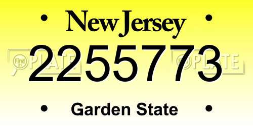2255773 New Jersey License Plate